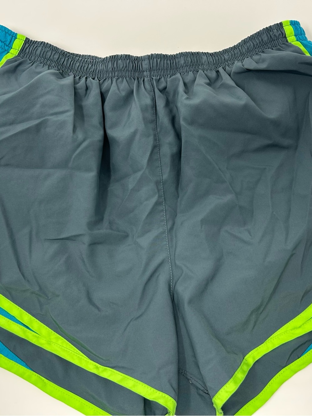 Nike Women's Gray Dri Fit Shorts with Neon Green Trim R7